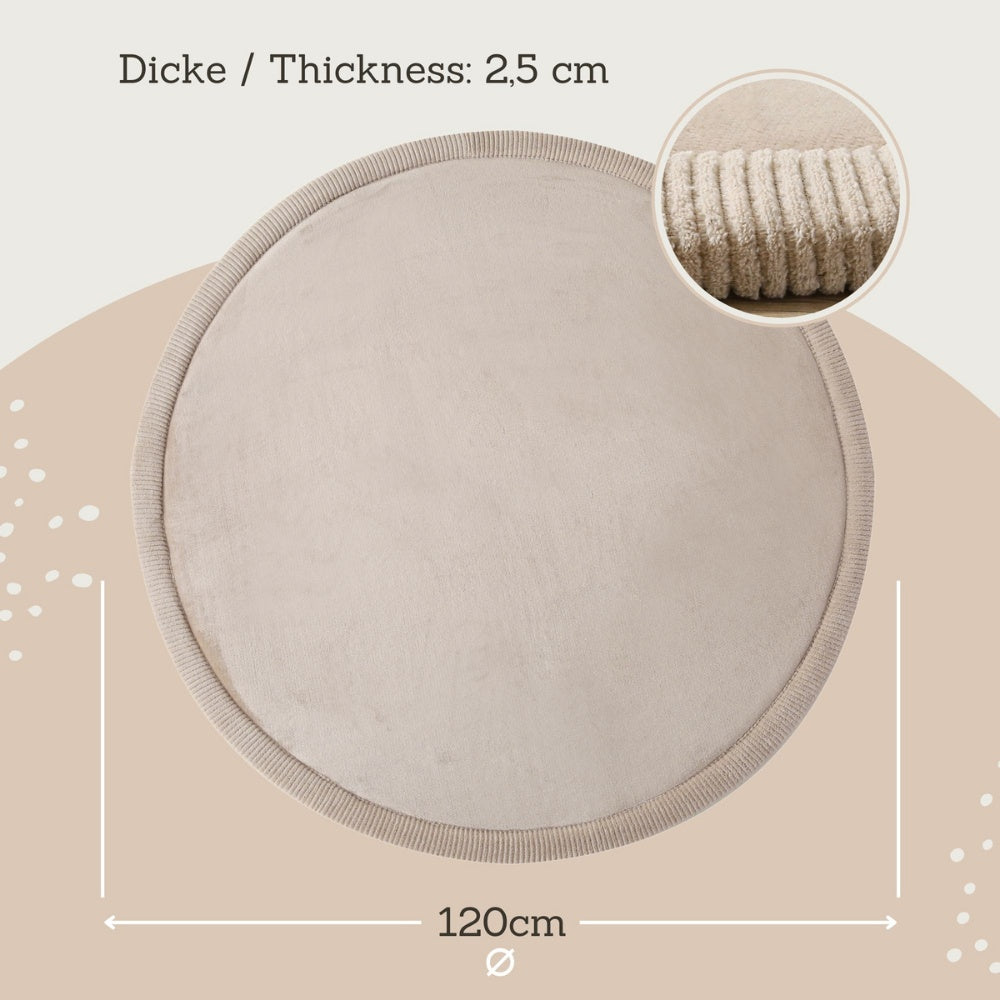 Hakuna Matte - CloudSoft Play Mat Carpet - Beige ?120 x 2.5 cm (round)