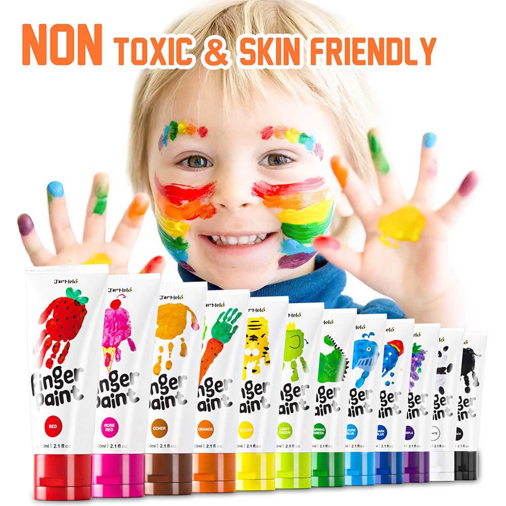 Jar Meló - Finger Paint - Non-Toxic & Safe for Kids - 12 Colours