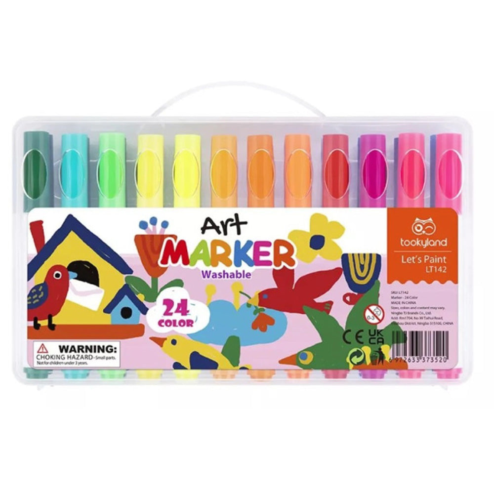 TookyToy - Washable Markers in Travel Case - 24 Colours - Motherhood