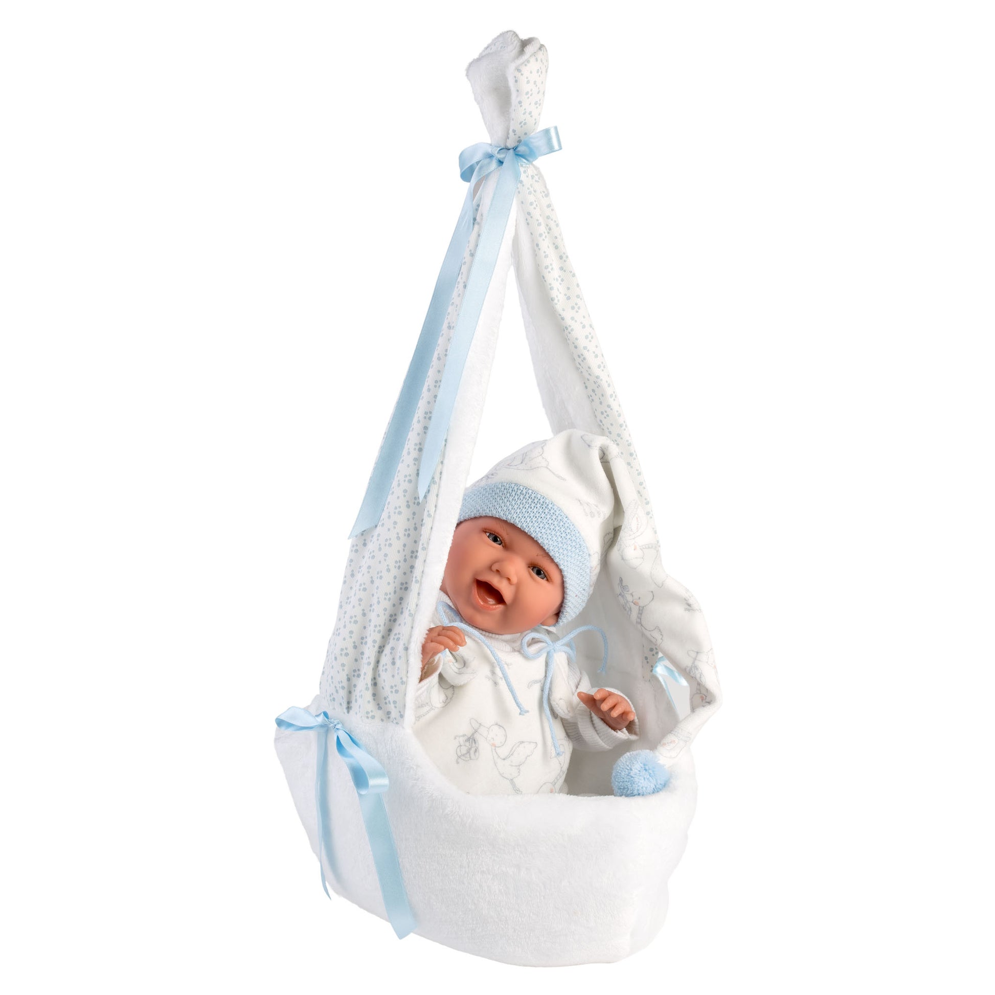 Llorens - Baby Boy Doll with Laughing Mechanism Clothing & Baby Swing: Mimo - 42cm - Motherhood