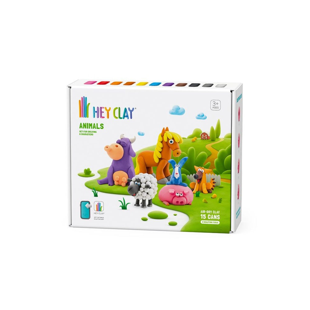 Hey Clay - Modelling Air-Dry Clay with Fun Interactive App - Animals, 15 cans
