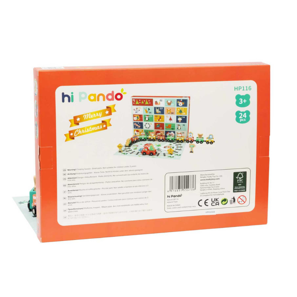 hi Pando - Wooden Train Set Advent Calendar - 24 Pieces