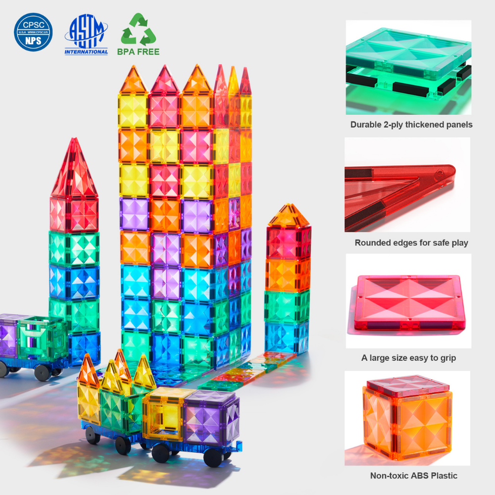 Mideer - Colourful Magnetic Tiles Building Set - 60pcs