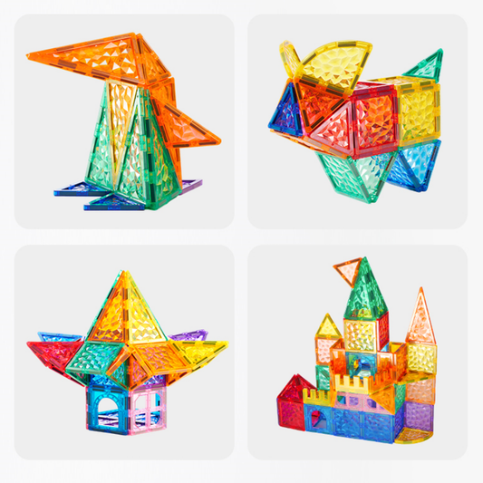 Mideer - Colourful Magnetic Tiles Building Set - Iridescent Rainbow - 90pcs
