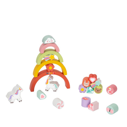 hi Pando - Wooden Balance Stacker - Unicorn Themed - 21pcs