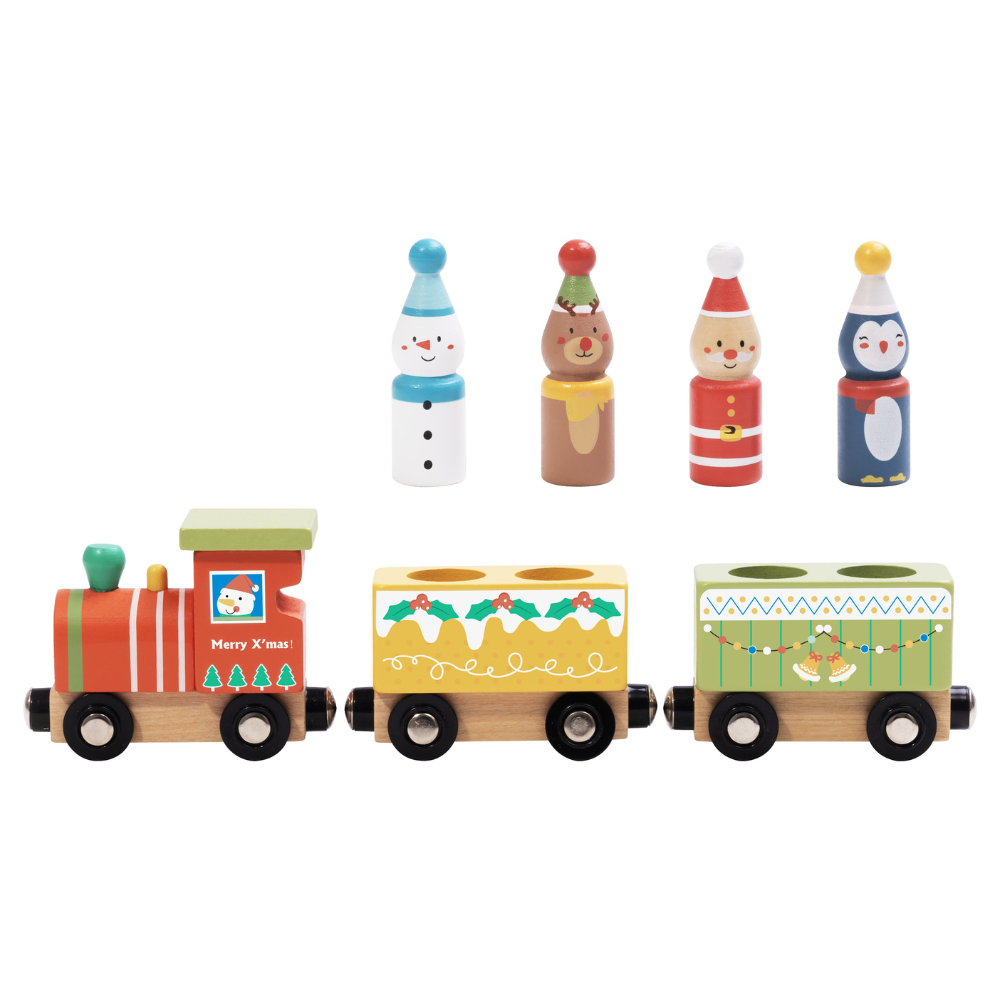 hi Pando - Wooden Magnetic Train Set - Christmas - 7 Pieces
