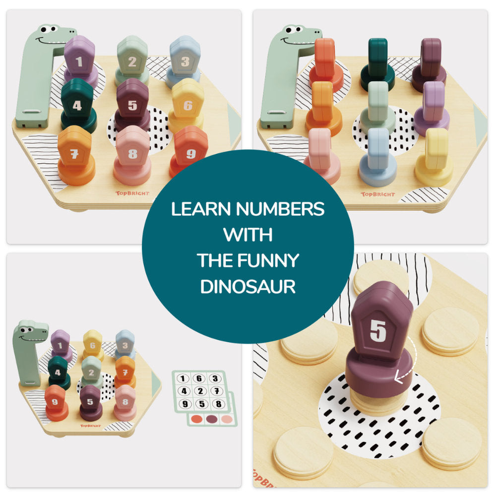 TopBright - Happy Dino Twist - Number & Colour Matching Activity Toy - 20pcs