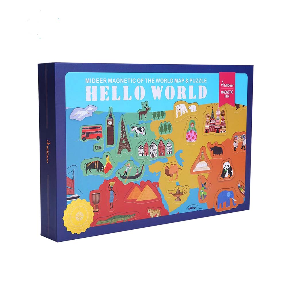 Mideer - Magnetic World Map Board - 148-Piece Geography Learning for Kids