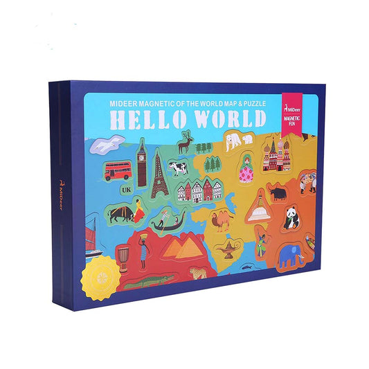 Mideer - Magnetic World Map Board - 148-Piece Geography Learning for Kids - Motherhood