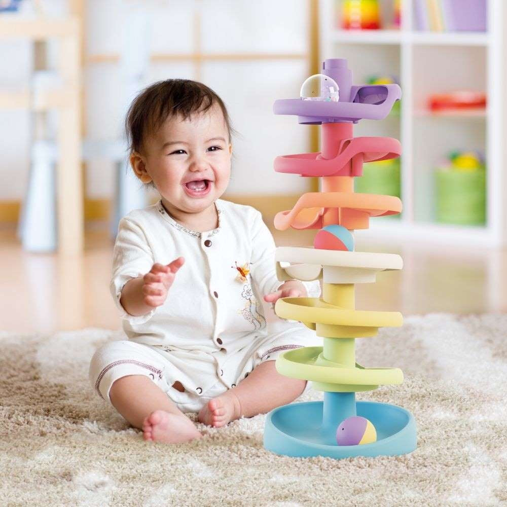 Quercetti - Eco-Friendly Spiral Tower Ball Run Baby Toy
