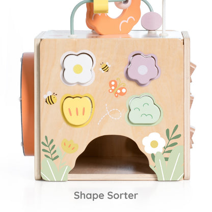 Classic World - Honeybee 5-Sided Wooden Activity Play Cube for Toddlers