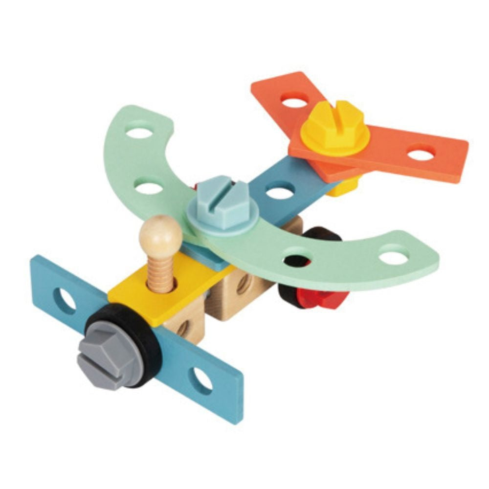 TookyToy - 2-in-1 Wooden Tool Bench & Baby Walker - 46 Pieces