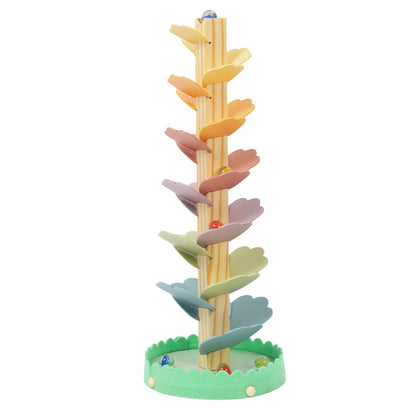 TookyToy - Wooden Ball Track Tree Toy with Spinning Leaves