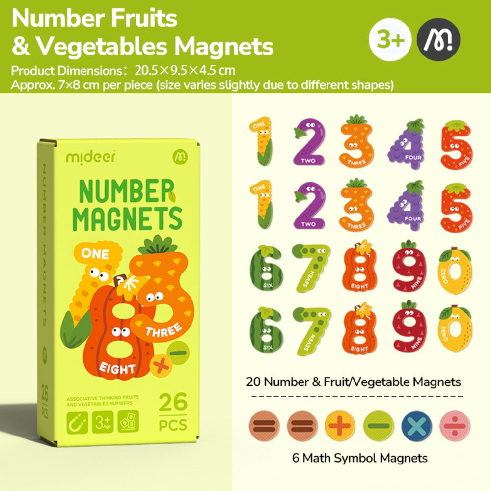 Mideer - Number Magnets - Fruit & Vegetable Number Mangets - 26pcs