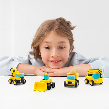 Hey Clay - Modelling Air-Dry Clay with Fun Interactive App - Construction Cars, series Motors, 12 cans