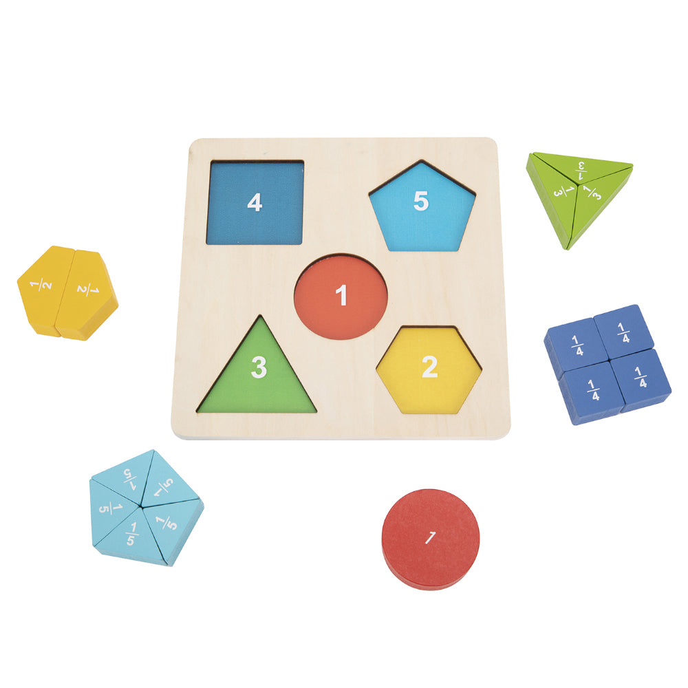 TookyToy - Wooden Fraction & Shapes Puzzle