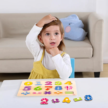 TookyToy - Wooden Peg Puzzle - Numbers