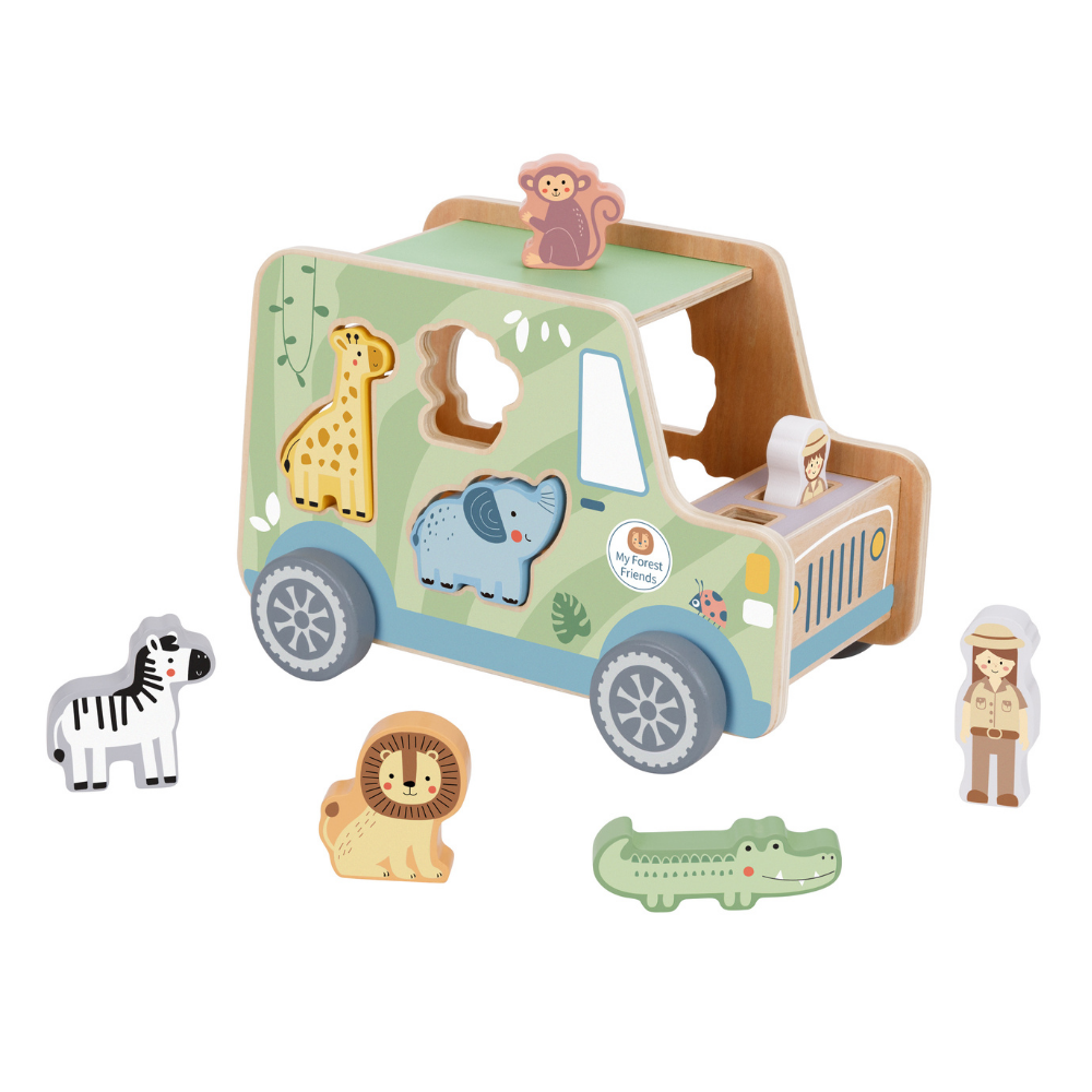 TookyToy - My Animal Friends - Safari Jeep Shape Sorting Toy 8pcs