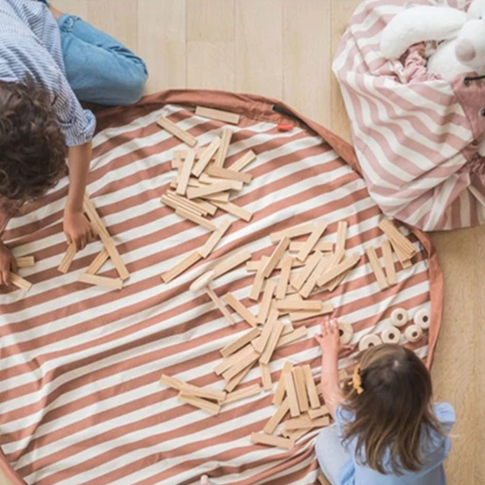 Play&Go - 3-in-1 Playmat & Toy Bag - Stripes Brown