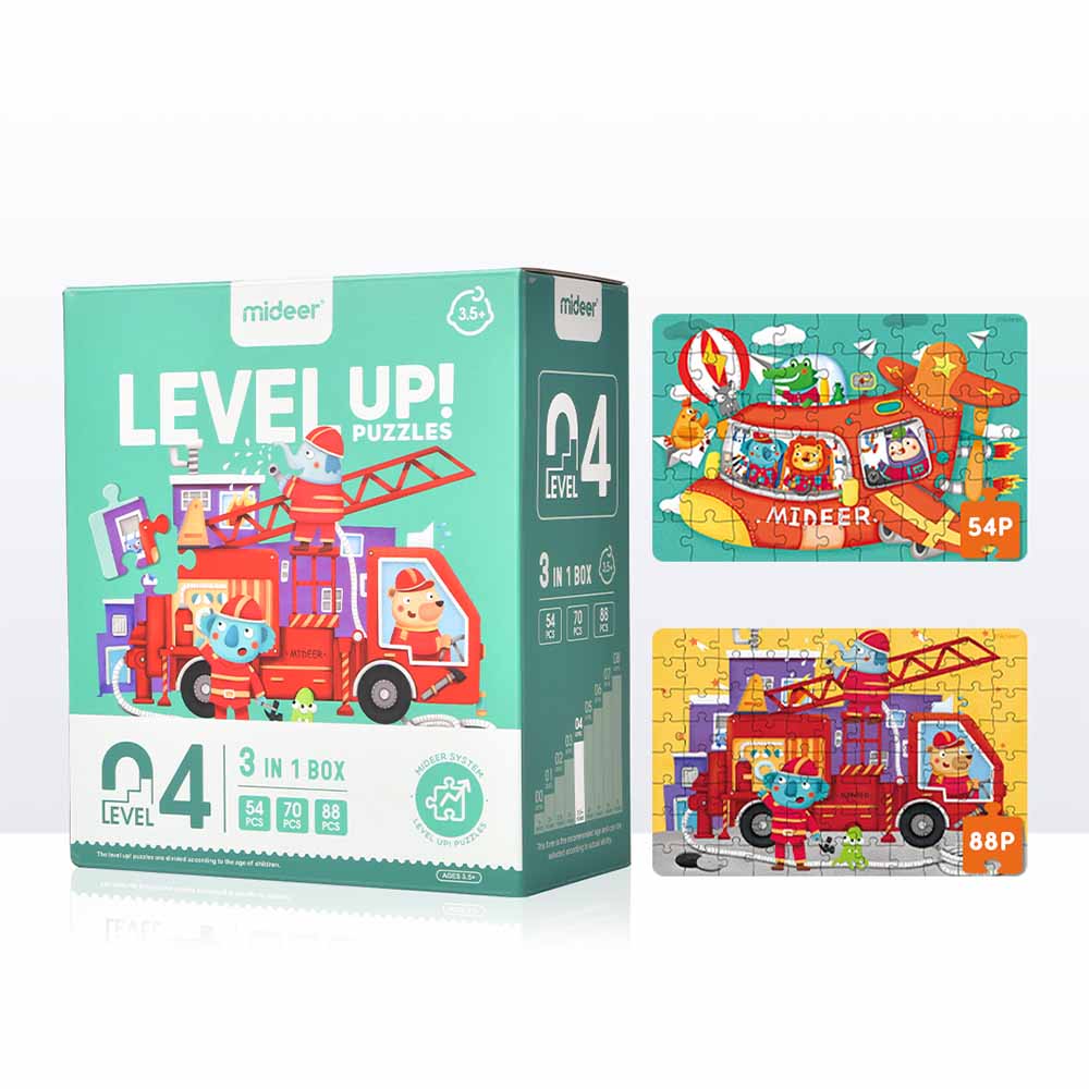 Mideer - Level Up Puzzles - 3-in-1 - Level 4 Transportation