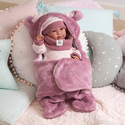 Llorens - Baby Girl Doll with Crying Mechanism, Clothing & Sleeping-bag: Mimi - 42cm