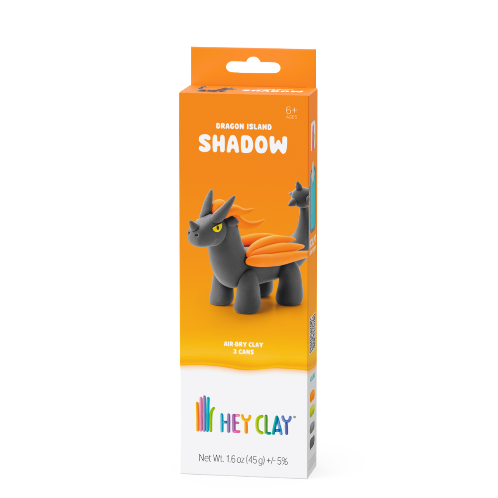 Hey Clay - Modelling Air-Dry Clay with Fun Interactive App - Shadow, Series Dragon Island, 3 cans