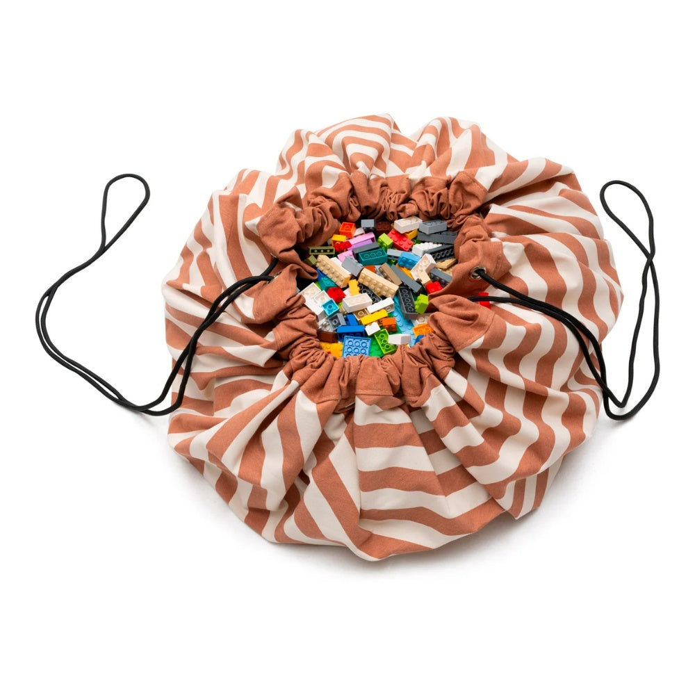 Play&Go - 3-in-1 Playmat & Toy Bag - Stripes Brown
