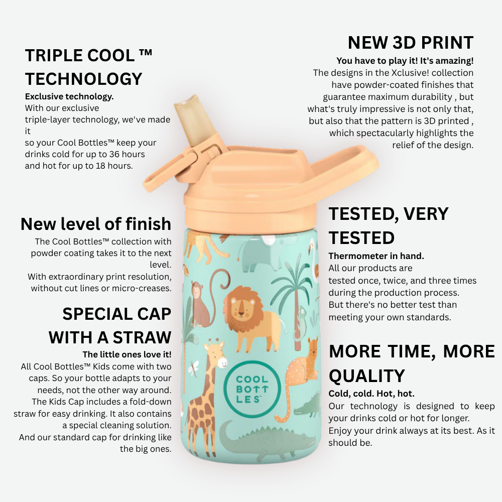Cool Bottles - Kiddies Triple-Insulated Water Bottle - Wild Crew 350ml