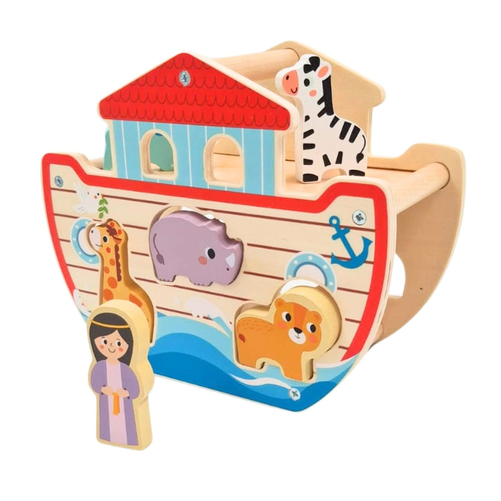 hi Pando - Wooden Noah's Ark Playset with Animal Figures - 15pcs