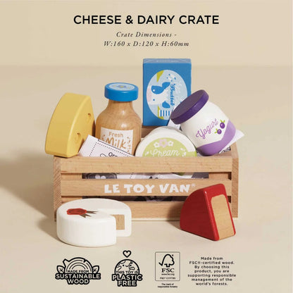 Le Toy Van - Wooden Cheese & Dairy Food Crate - 8pcs