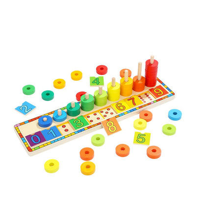 TopBright - Counting Shape Stacker - Montessori Educational Wooden Toys for Kids