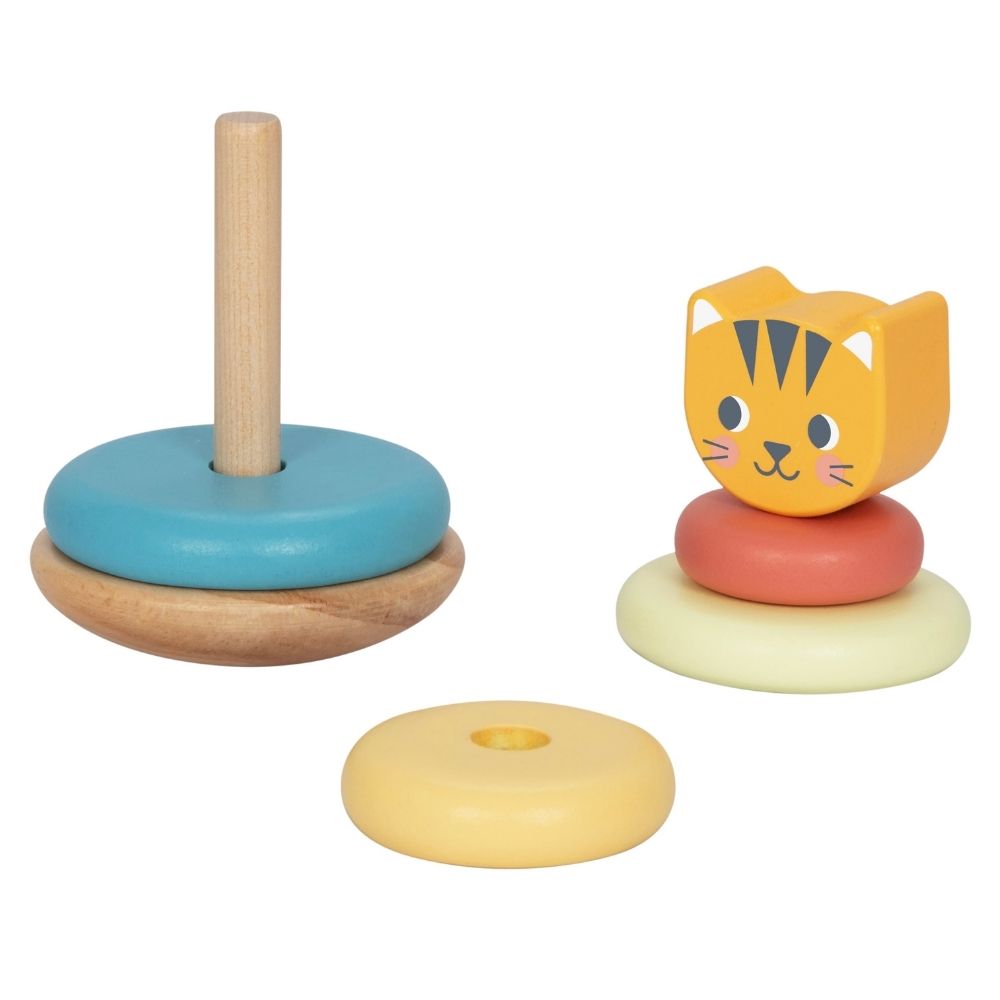 TookyToy - 3-in-1 Wooden Toy Gift Set - Rattle, Stacking Tower and Pull-Along Puppy - Motherhood