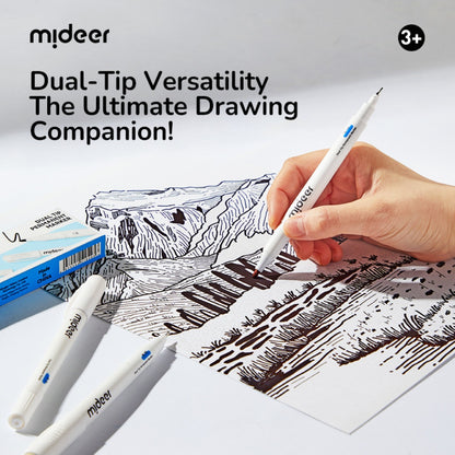 Mideer - Dual-Tip Permanent Markers Fine & Broad Waterproof 3 Pack