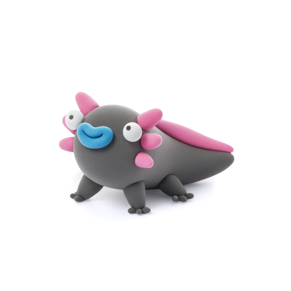 Hey Clay - Modelling Air-Dry Clay with Fun Interactive App - Axolotl, Series Exotic Pets, 3 cans