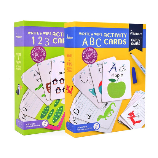 Mideer - Write & Wipe Cards Bundle - 123 & ABC
