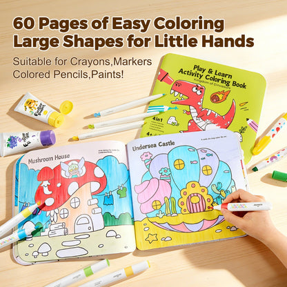 Jar Meló - Play & Learn Colouring Book Set: Dinosaurs & Fairies - 2 Books 60 Pages