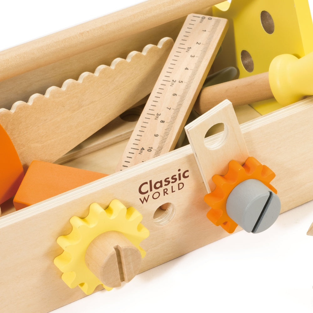Classic World - Pretend & Play - Wooden Carpenter Tool Set - 18pcs