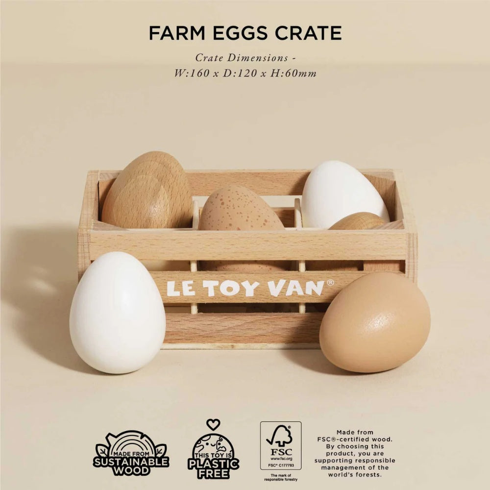 Le Toy Van - Wooden Farm Eggs Food Crate - 7pcs