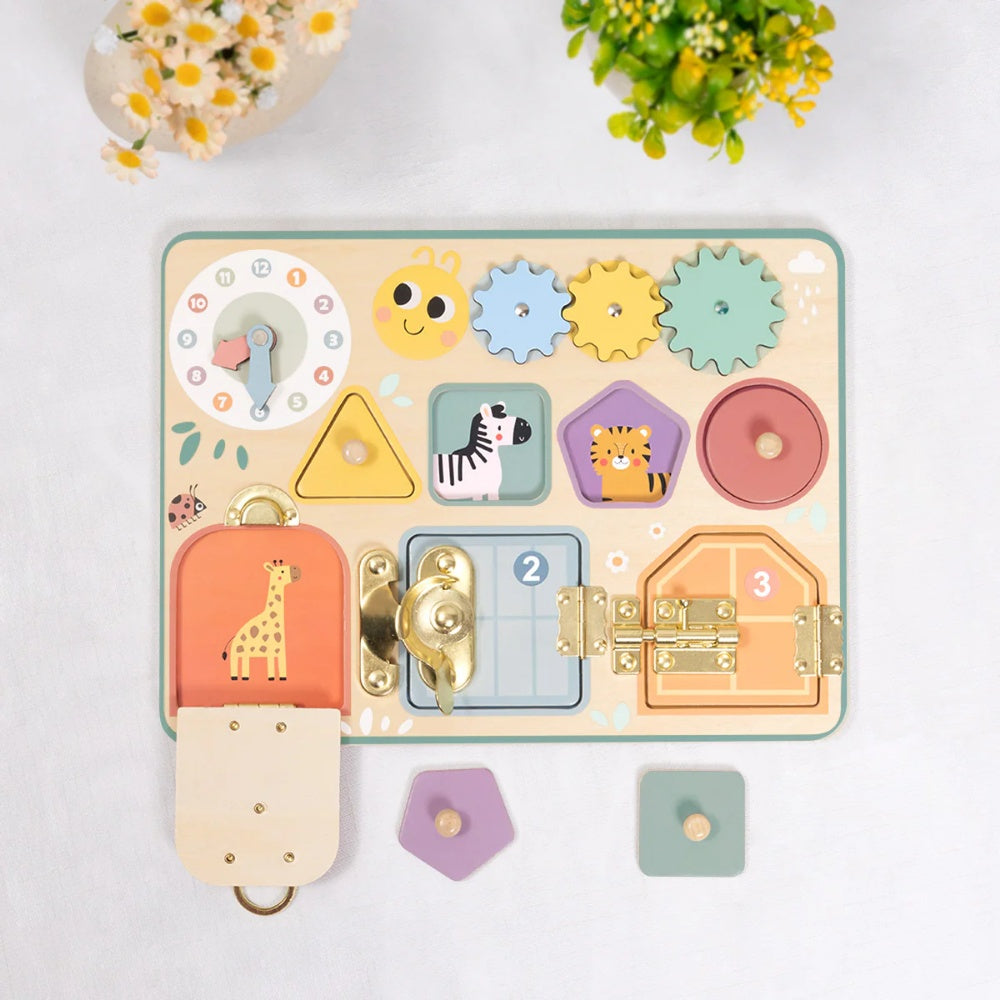 TookyToy - Wooden Busy Board - Pastel