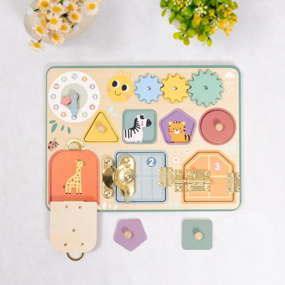 TookyToy - Wooden Busy Board - Pastel