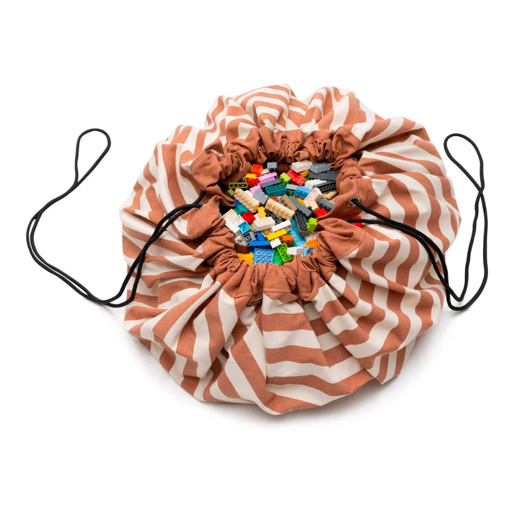 Play&Go - 3-in-1 Playmat & Toy Bag - Stripes Brown
