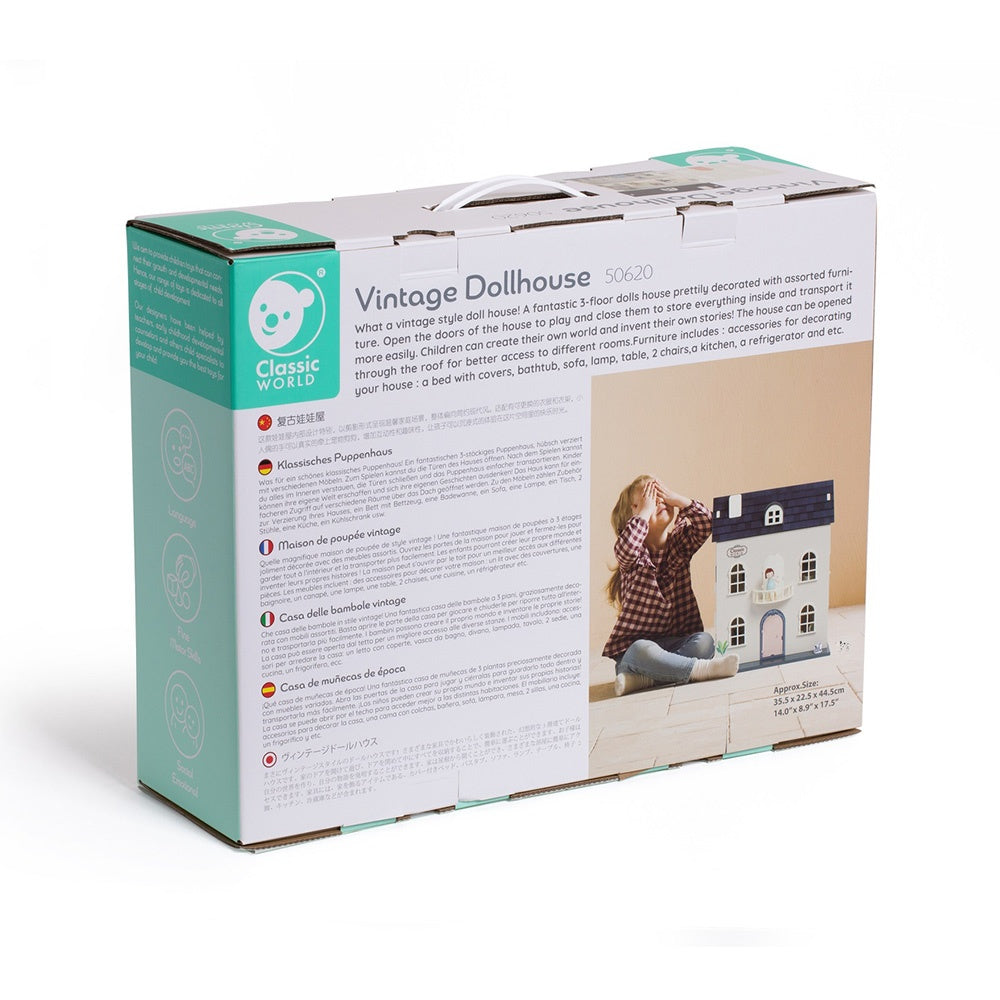 Classic World - Pretend & Play - Vintage Wooden Dollhouse