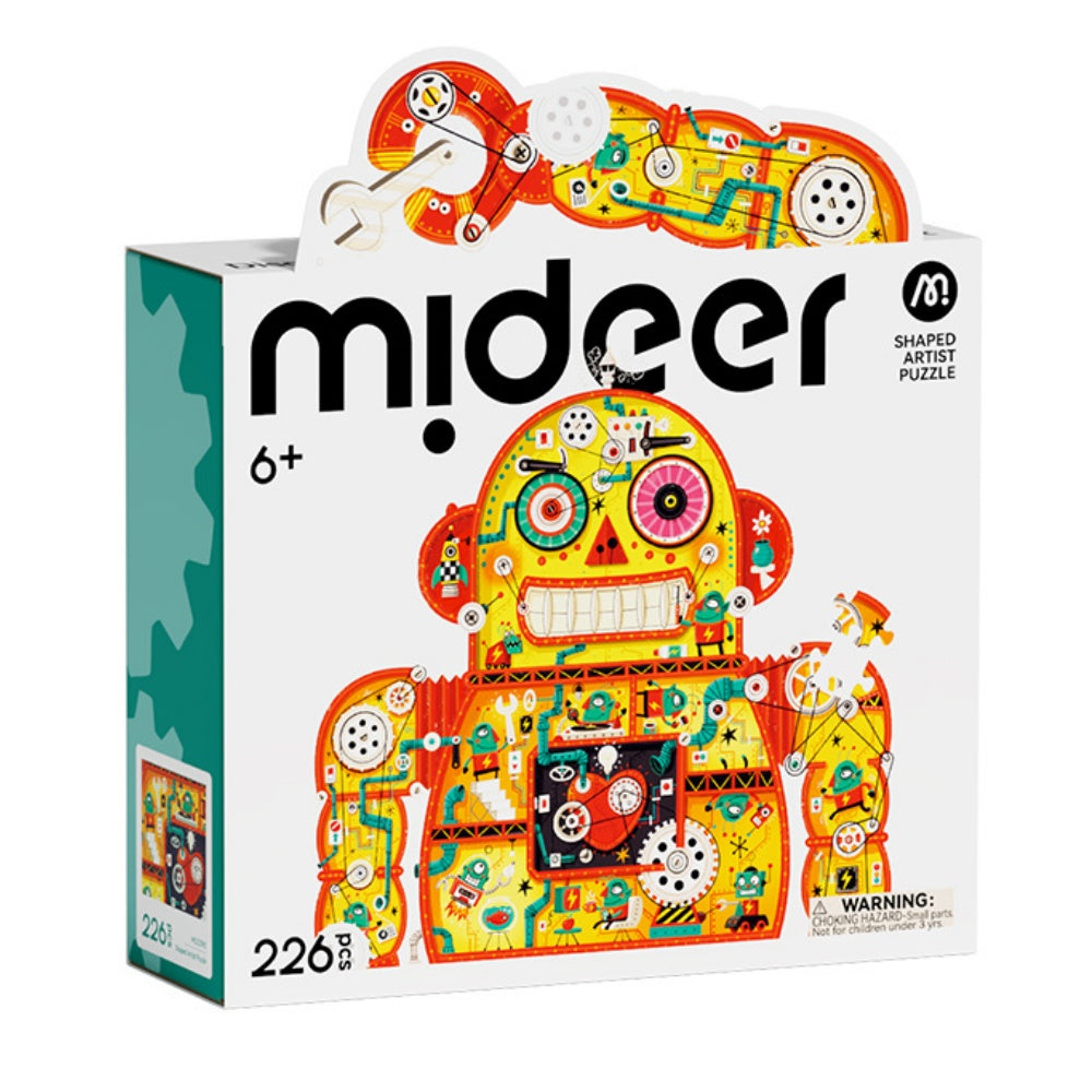 Mideer - Artist Puzzle: Robot Factory - 226 Piece Shaped Jigsaw for Kids