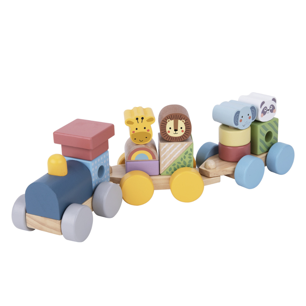 TookyToy - Wooden Stacking Train - Forest Friends - Set of 16