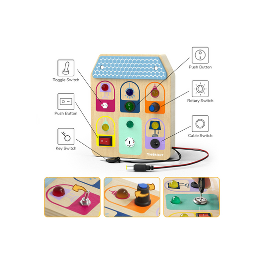TopBright - Wooden Busy Board - Light Switches