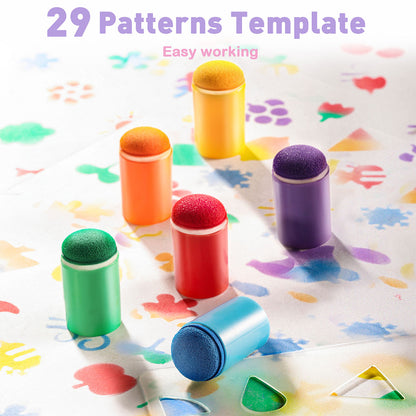 Jar Meló - Finger Paint Stamp Book - Colouring Activity with Paint Pads & 6 Stamps