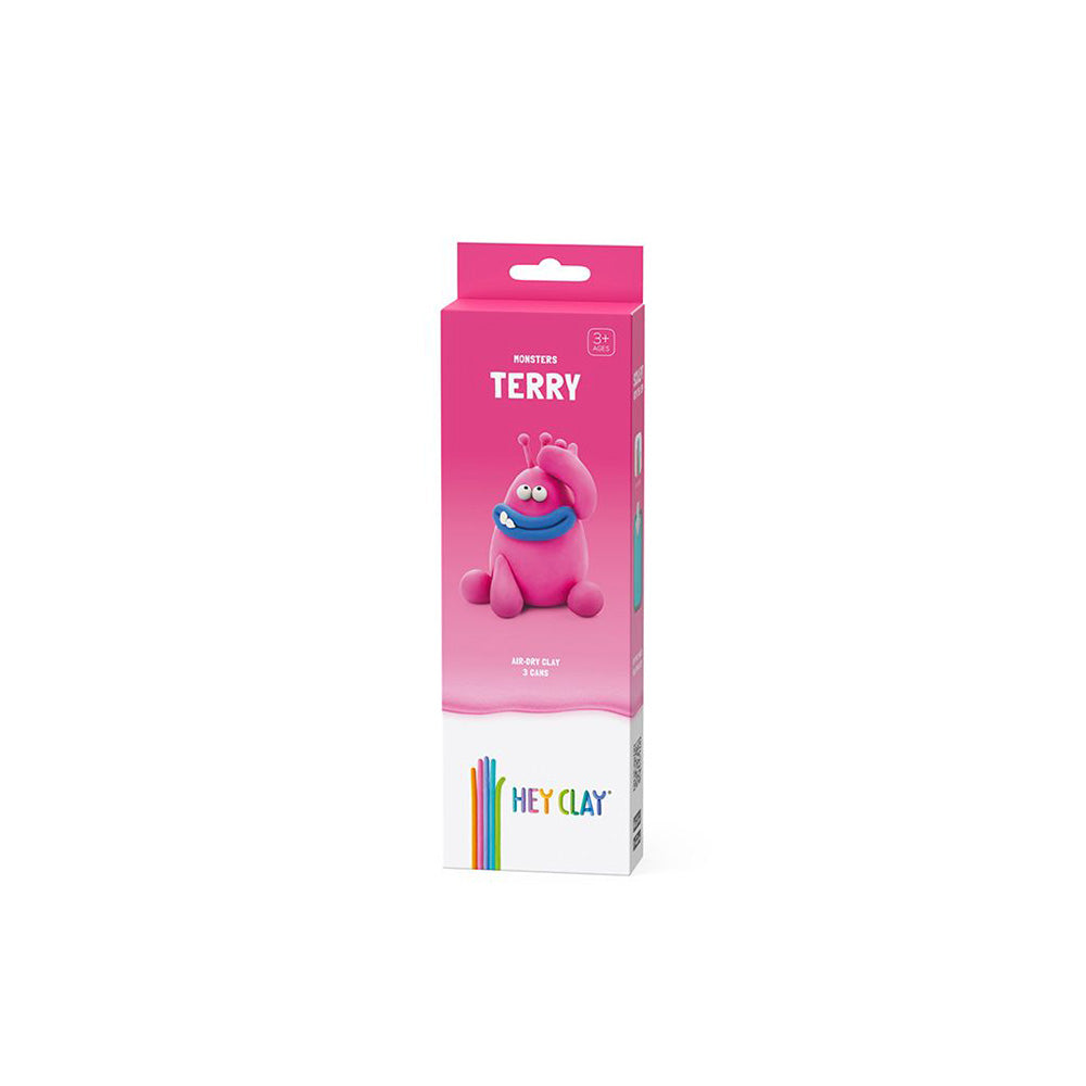 Hey Clay - Modelling Air-Dry Clay with Fun Interactive App - Terry, series Monsters, 3 cans