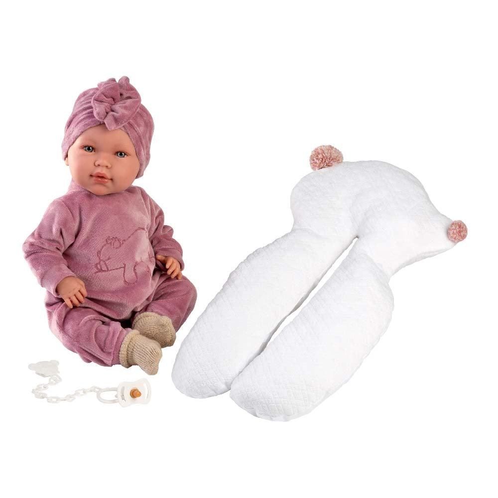Llorens - Baby Girl Doll with Crying Mechanism, Outfit & Cushion: Mimi - 42cm