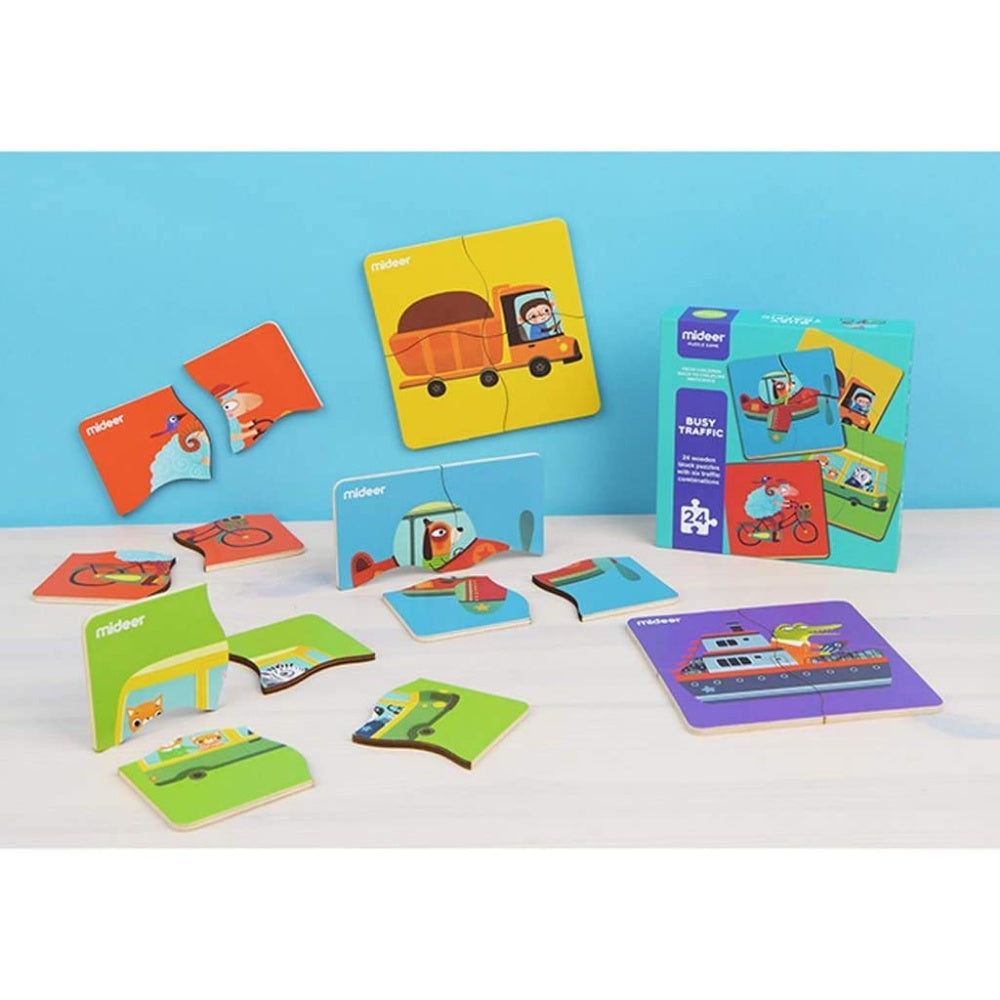 Mideer - Wooden Puzzle - Busy Traffic - 24pcs -**