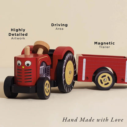 Le Toy Van - Wooden Farmyard Tractor & Trailer